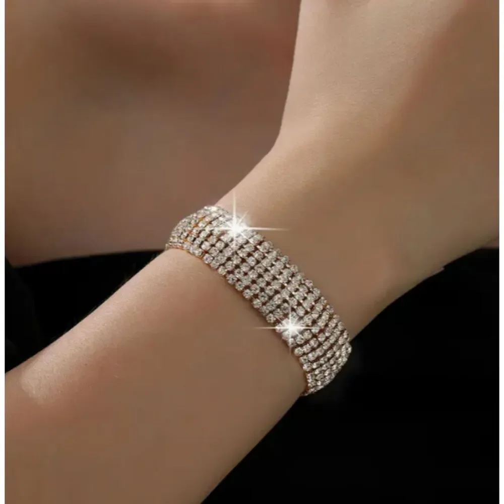 Stunning 8 Row Rhinestones Bracelet Wedding Prom Evening Dressup